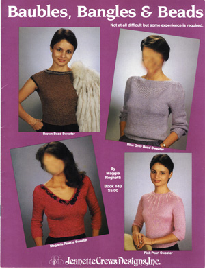 This is one of the few pictures that you will find of me on the site. Top left and bottom right on a pattern book written by Maggie Righetti. I also knit the pink sweater that I am wearing on the bottom right. Maggie herself knit the other one.